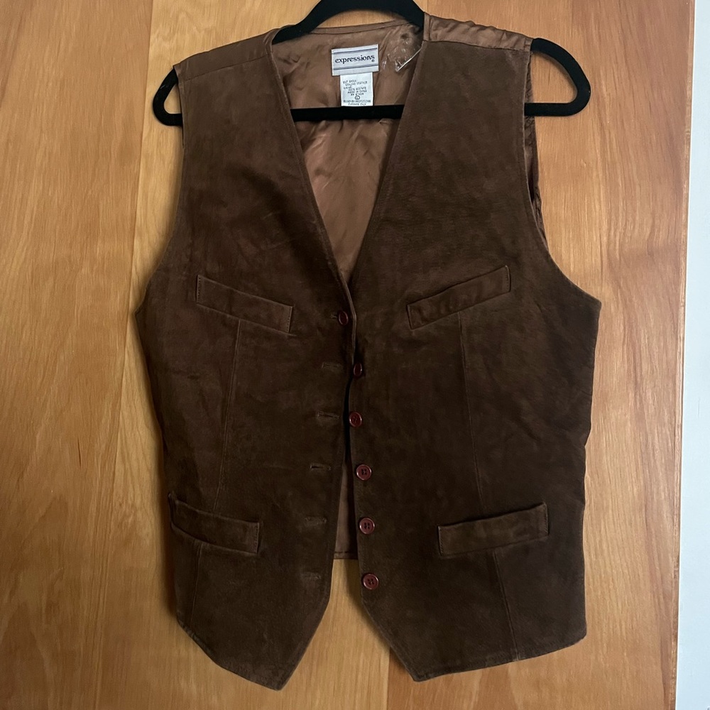 Leather button up brown vest